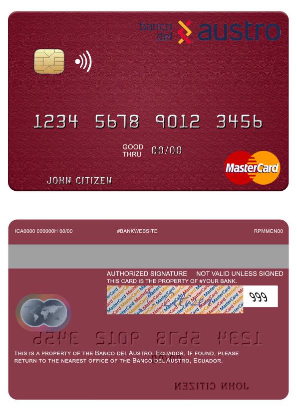 Ecuador Banco del Austro mastercard